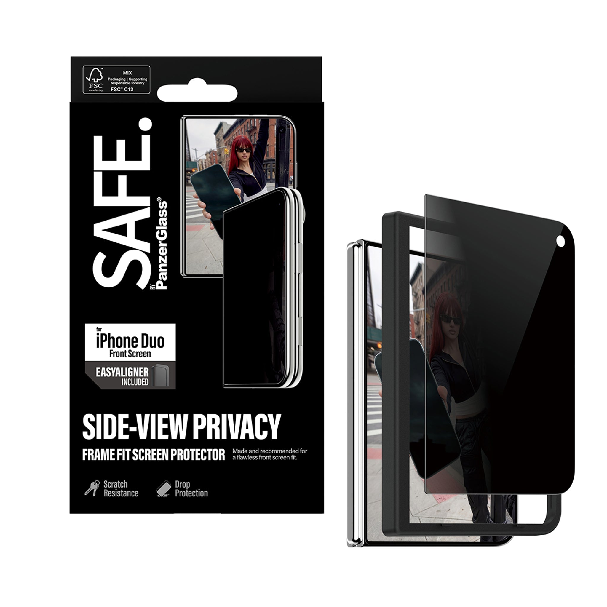 SAFE. by PanzerGlass® 2-Way Privacy Front Screen Protector iPhone Duo | FRAME FIT w. EasyAligner